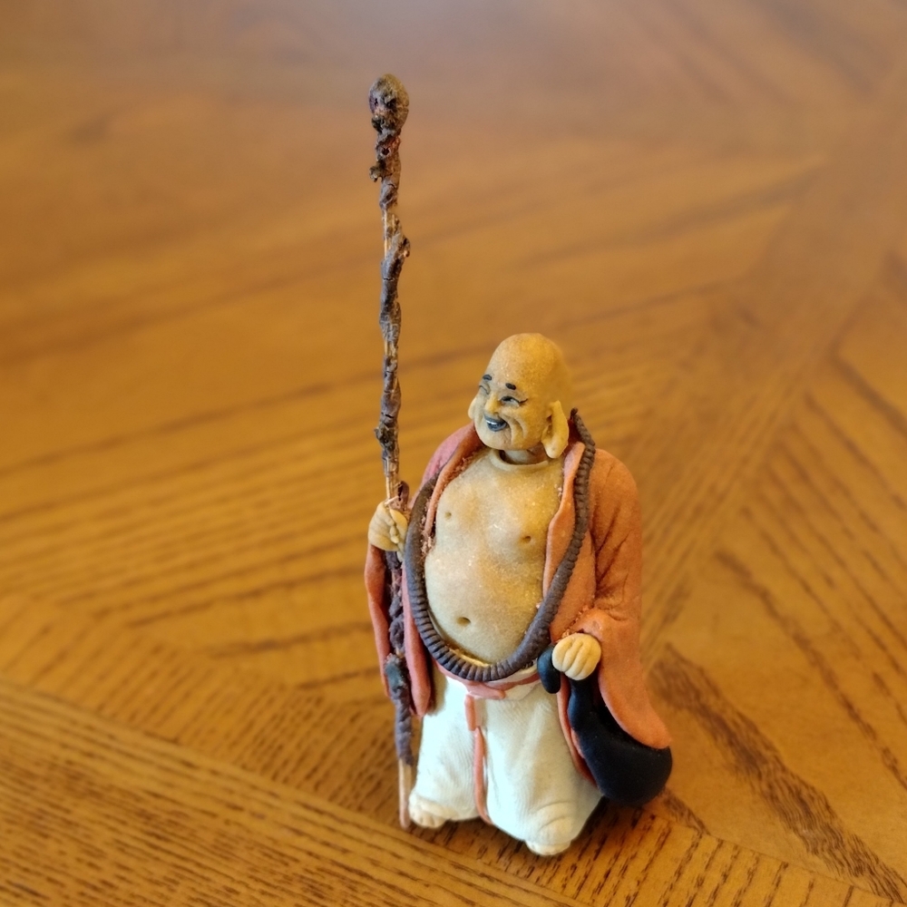 Hotei Buddha of Safe Travel with Sack and Staff